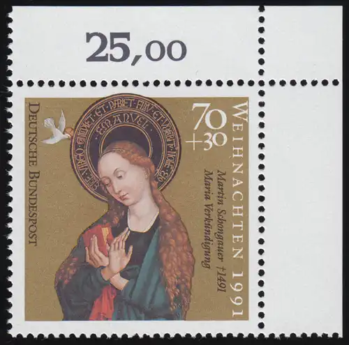 1579 Weihnachten 70+30 Pf ** Ecke o.r.