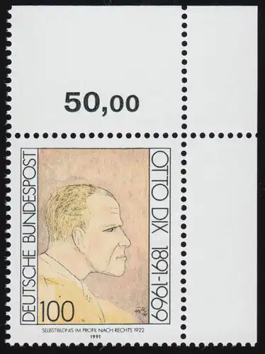 1573 Otto Dix 100 Pf ** Ecke o.r.