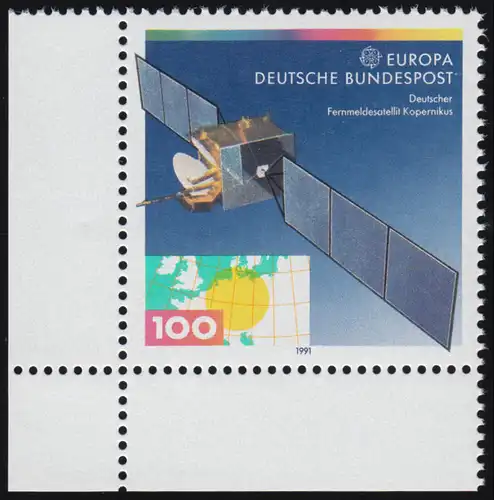 1527 EuropaWeltraumfahrt 100 Pf ** Ecke u.l.