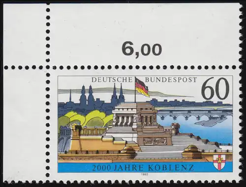 1583y Koblenz, gelbe Fluoreszenz, ** Ecke o.l.