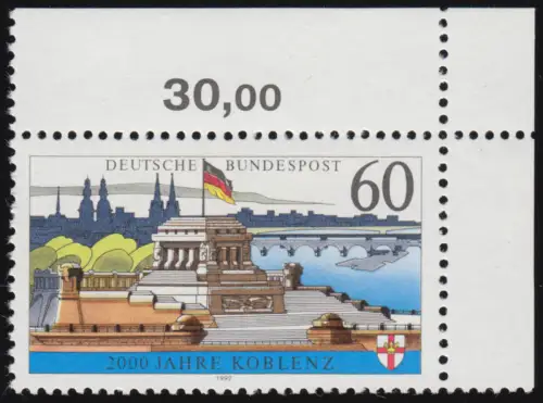 1583y Koblenz, gelbe Fluoreszenz, ** Ecke o.r.