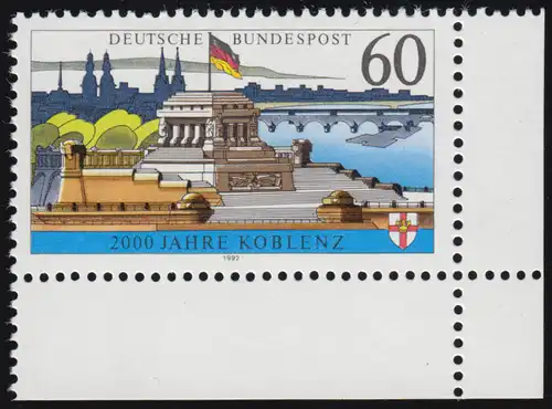 1583y Koblenz, gelbe Fluoreszenz, ** Ecke u.r.