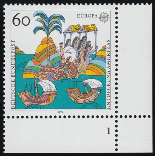 1608 Entdeckung Amerikas 60 Pf ** FN1