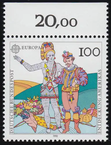 1609 Entdeckung Amerikas 100 Pf ** Oberrand