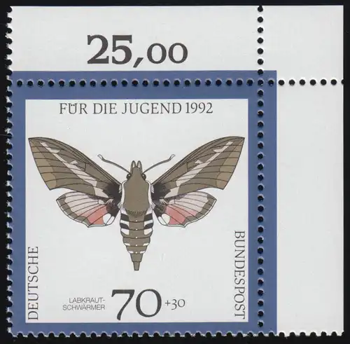1603 Jugend Nachtfalter 70+30 Pf ** Ecke o.r.