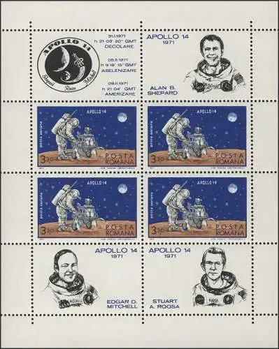 Rumänien Block 83 Apollo 14 - Monderkundung **/MNH