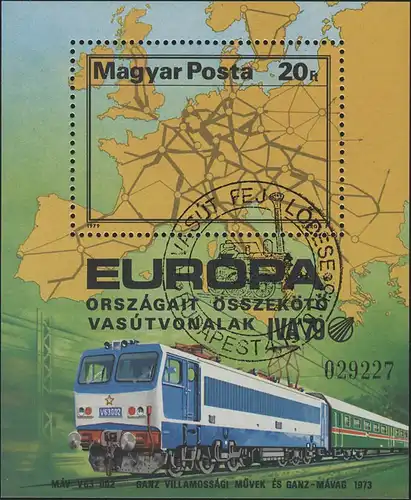 Ungarn Block 137A Verkehrsausstellung IVA Hamburg Eisenbahn 1979, ESSt Budapest