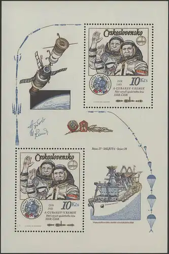 Tschechoslowakei Block 53 Interkosmos CSSR-UdSSR 1983, ** / MNH