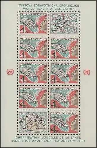 Tschechoslowakei 2638 Kampf gegen das Rauchen 1981: Kleinbogen, ** / MNH