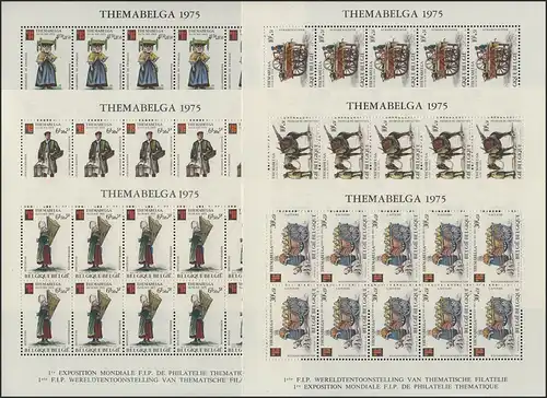 Belgien 1841-1846 Ausstellung THEMA-BELGA: Kleinbogen-Satz ** mit Schwarzdruck