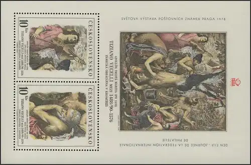 Tschechoslowakei Block 38 Ausstellung PRAGA 1978 Gemälde von Tizian, ** / MNH