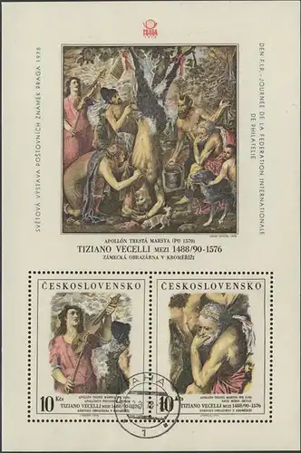 Tschechoslowakei Block 38 Ausstellung PRAGA 1978 Gemälde von Tizian ET-O 12.9.78