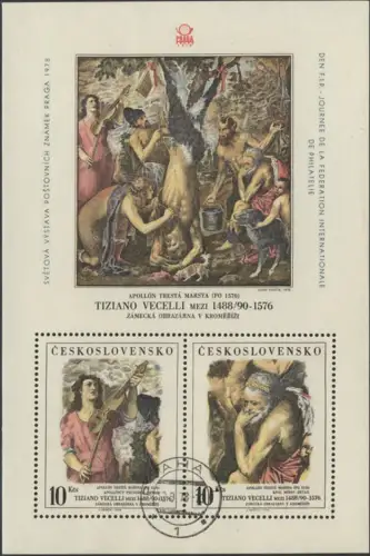 Tschechoslowakei Block 38 Ausstellung PRAGA 1978 Gemälde von Tizian ET-O 12.9.78