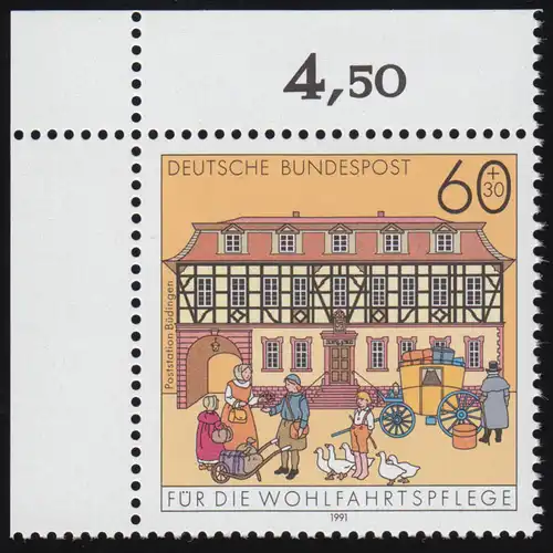 1564 Poststation Büdingen 60+30 Pf ** Ecke o.l.