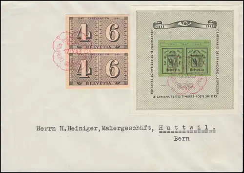 Schweiz Block 10 GEPH Briefmarkenausstellung mit Zusatzfr. FDC GENF 17.9.1943