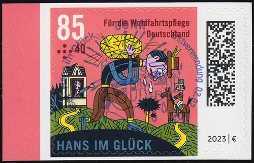 3750 Hans im Glück 85 Cent, selbstklebend aus Folienblatt 123, EV-O Bonn