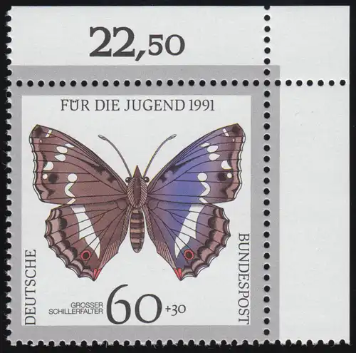 1514 Jugend Schmetterlinge 60+30 Pf ** Ecke o.r.