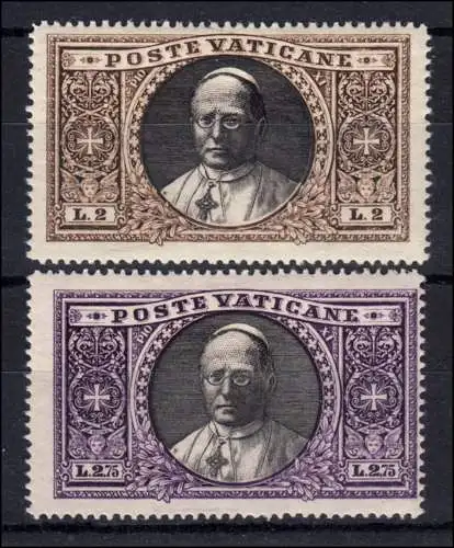 32-33 Eilmarken Papst Pius XI - beide Höchstwete mit sauberem * Erstfalz
