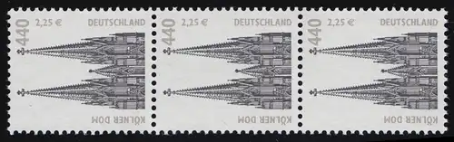 2306R Doppelnominale SWK 440/2,25 - 3er-Streifen mit verquetschter Nummer **/MNH