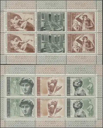 Sowjetunion 4329-4334 Künstler Michelangelo 1975: Kleinbogen-Satz ** / MNH