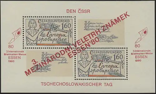 Tschechoslowakei Block 42 Briefmarkenmesse Essen 1980, ** / MNH
