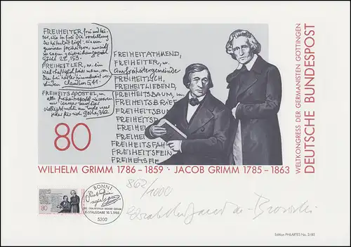 1236 Brüder Grimm, Germanistenkongress, Entwurf: Janota-Bzowski, orig. signiert