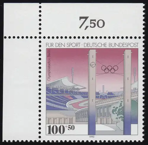 1652 Sporthilfe 100+50 Pf Olympiastadion** Ecke o.l.