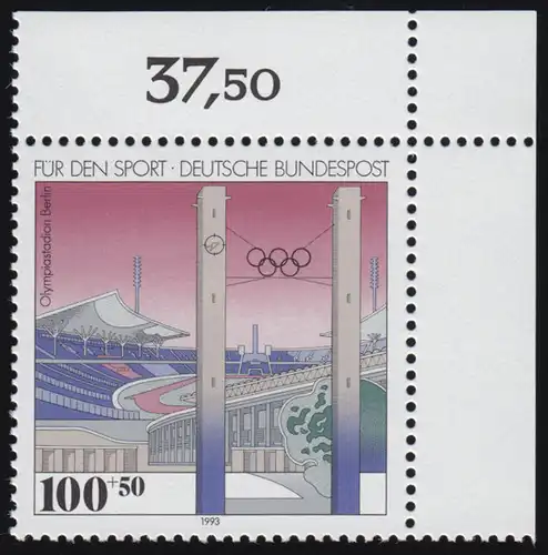 1652 Sporthilfe 100+50 Pf Olympiastadion** Ecke o.r.