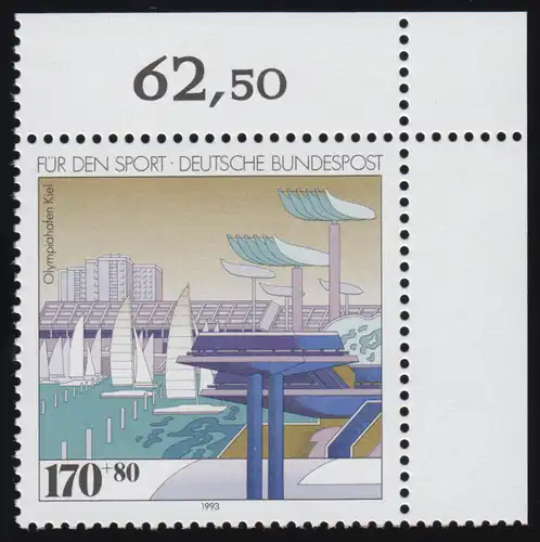 1653 Sporthilfe 170+80 Pf Olympiahafen ** Ecke o.r.