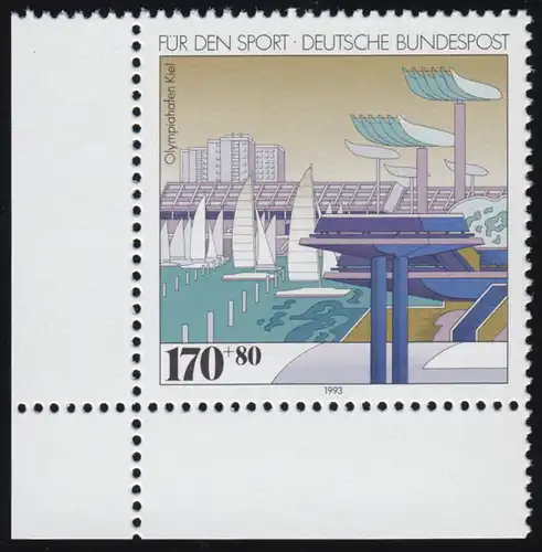 1653 Sporthilfe 170+80 Pf Olympiahafen ** Ecke u.l.