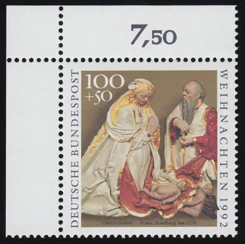 1640 Weihnachten 100+50 Pf ** Ecke o.l.