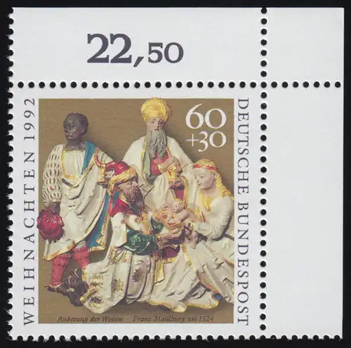 1639 Weihnachten 60+30 Pf ** Ecke o.r.