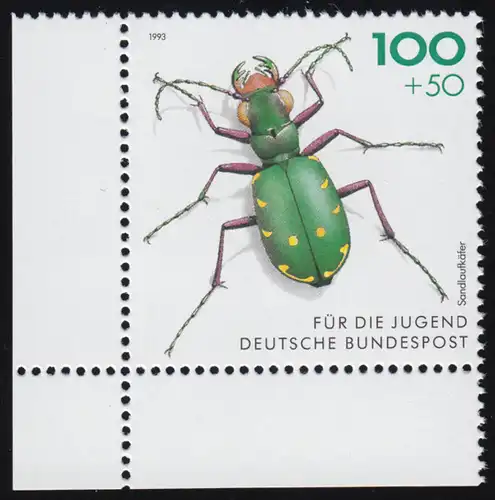 1669 Feld-Sandlaufkäfer 100+50 Pf ** Ecke u.l.