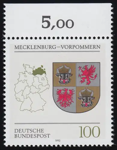 1661 Mecklenburg-Vorpommern 100 Pf ** Oberrand
