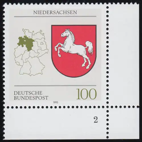 1662 Niedersachsen 100 Pf ** FN2