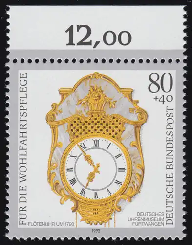 1633 Wofa Flötenuhr 80+40 Pf  ** Oberrand