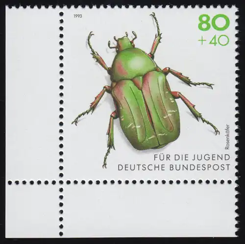 1667 Gold-Rosenkäfer 80+40 Pf ** Ecke u.l.