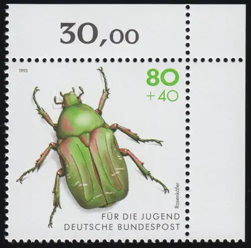 1667 Gold-Rosenkäfer 80+40 Pf ** Ecke o.r.