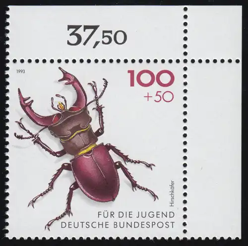1668 Hirschkäfer 100+50 Pf ** Ecke o.r.