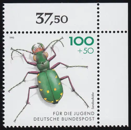 1669 Feld-Sandlaufkäfer 100+50 Pf ** Ecke o.r.