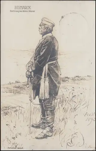 AK Zeichnung Otto von Bismarck von Anton von Werner, BERLIN 30.12.1915