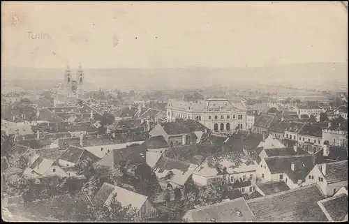 Feldpost AK Tulln an der Donau Panorama, HAUSLEITEN 7.8.1916 an Feldpost 242 