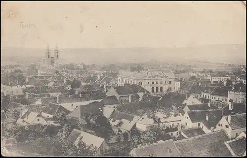 Feldpost AK Tulln an der Donau Panorama, HAUSLEITEN 7.8.1916 an Feldpost 242