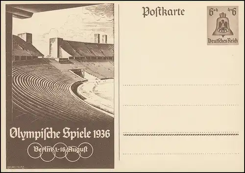 P 259 Olympische Spiele in Berlin 6 Pf. braun, ** wie verausgabt