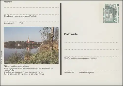 P156Ia-1997/05 Obing/Chiemgau, Panorama avec lac **