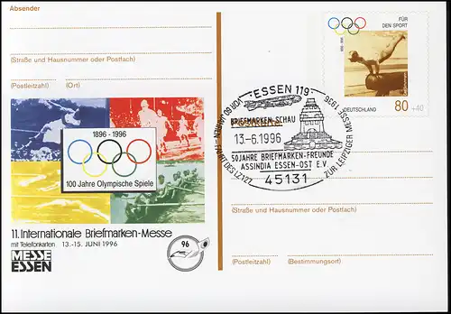 PSo 42 Messe Essen 100 Jahre Olympia 1996, ESSt BSV ASSINDIA 13.6.96