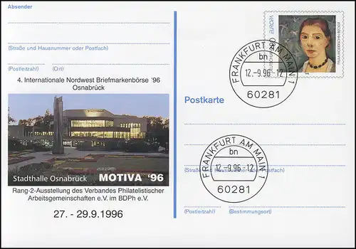 PSo 43 Briefmarkenbörse Osnabrück 1996, VS-O Frankfurt 12.09.1996