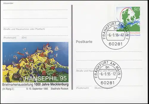 PSo 38 Briefmarkenausstellung HANSEPHIL 1995, VS-O Frankfurt 06.09.1995