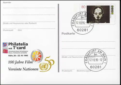 PSo 39 PHILATELIA Cologne Film et Nations unies 1995, VS-O Frankfurt 12.10.1995