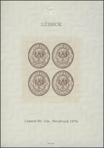 Sonderdruck Lübeck Nr. 13a Viererblock Neudruck 1978